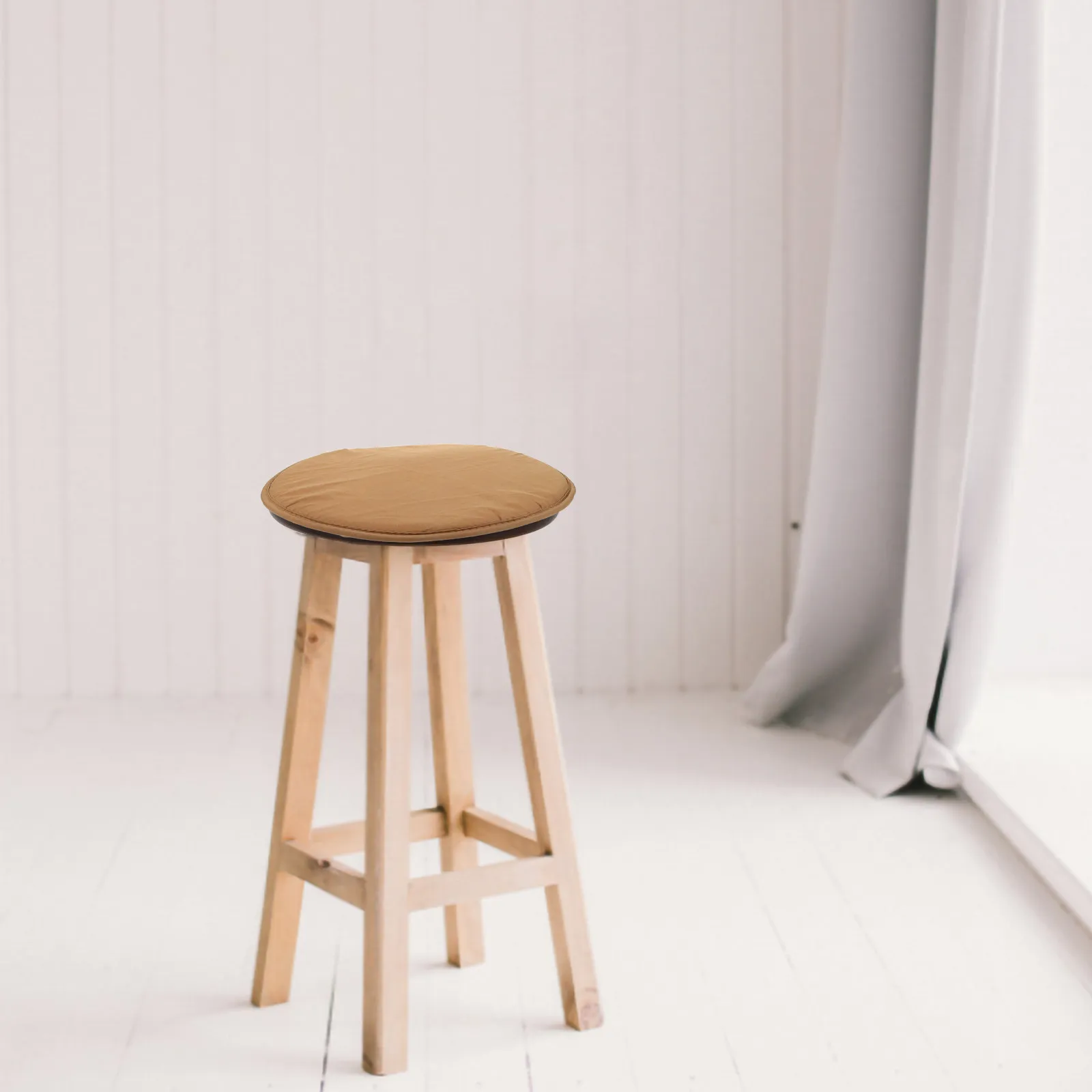1Pcs Round Seat Cushion Light Brown Thickened Sponge Chair Cushion for Home Office Restaurant Sofa Bed Dining Room Chair Pad