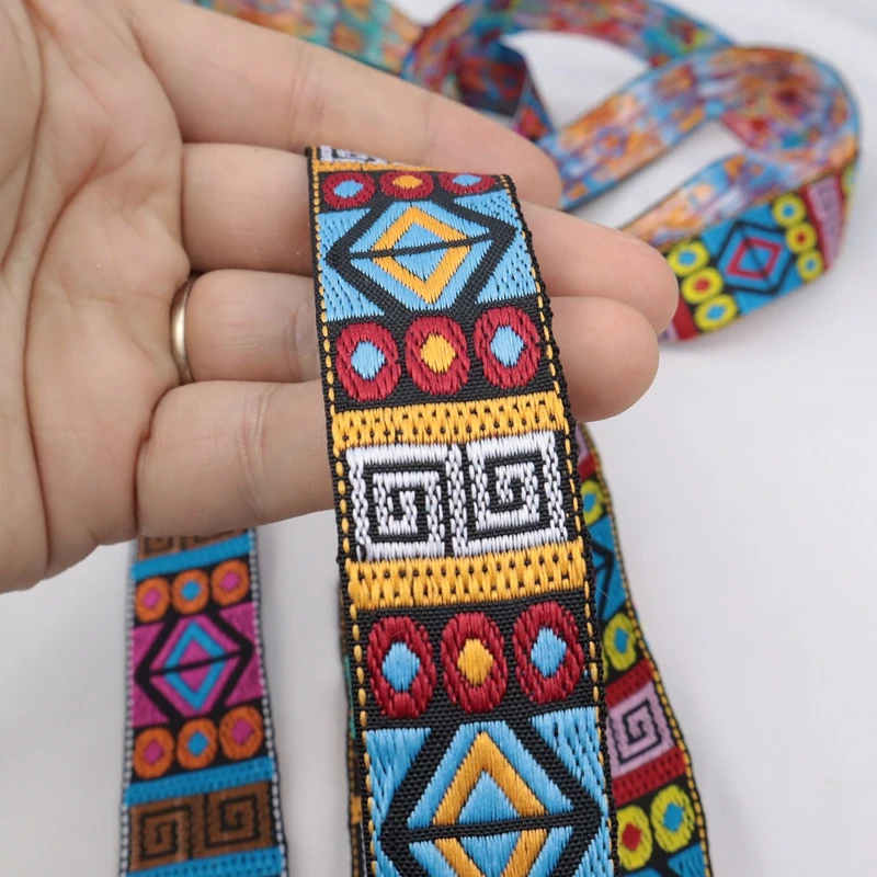 10 yardas, 26mm, 1 pulgada, bordado hecho a mano, adorno de encaje, cinta Jacquard tejida, moda Retro para correas de bolso, funda de almohada con cuello