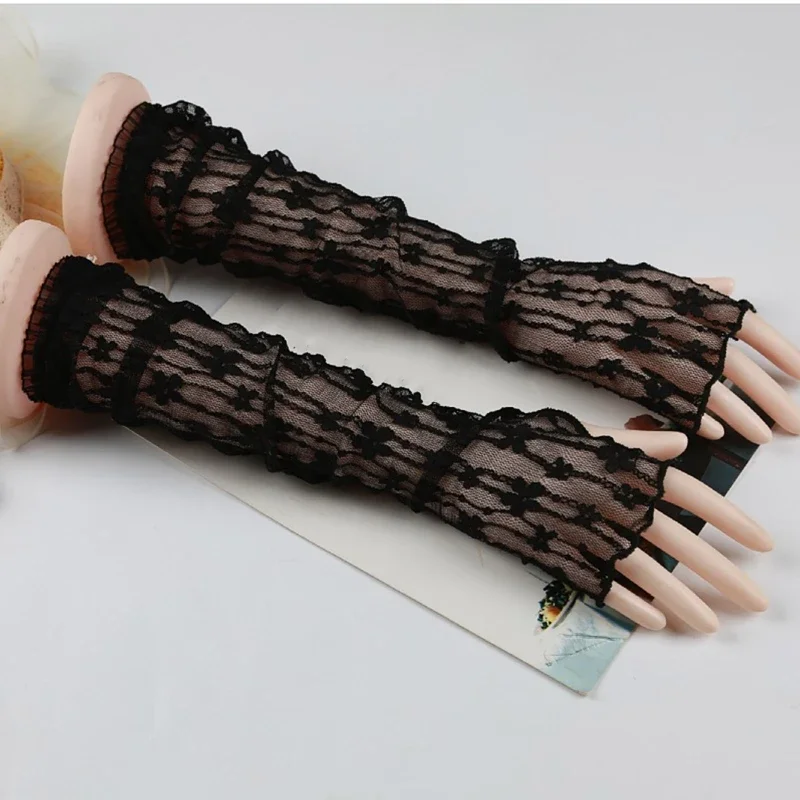 2024 Women Sexy Hook Finger Lace Long Temptation Fingerless Gloves Etiquette Sunscreen Drive Pole Dancing Elasticity Exquisite