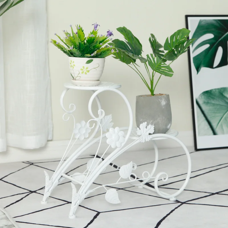 Indoor floor-style creative small fresh flower pot rack iron flower rack