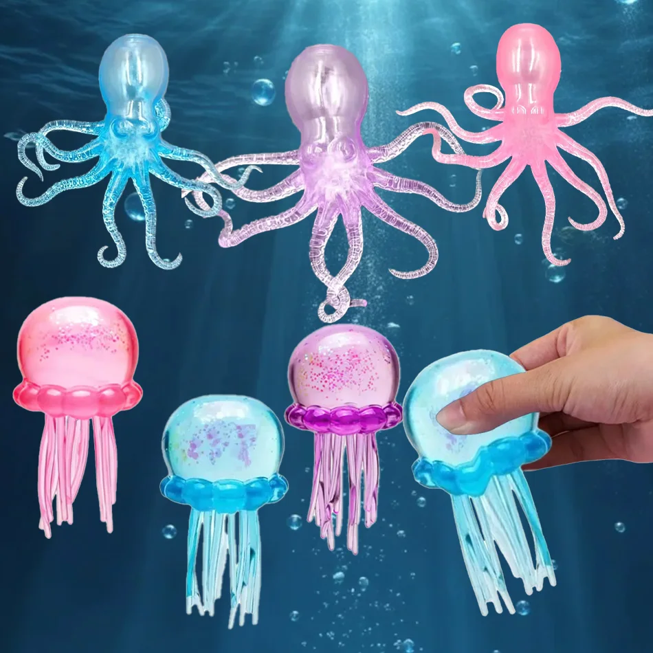Nee--doh Brinquedo de Polvo e Água-Viva Macio para Praia e Água, Brinquedo de Apertar para Exterior, Bolas Anti-stress de Polvo Simulado para Alívio do Estresse