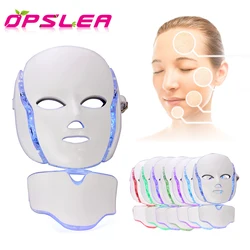 7 Colors LED Facial Mask Neck Skin Rejuvenation Photodynamic Anti Acne Face Therapy Whiting Mask Shrink Pores Salon SPA Home Use
