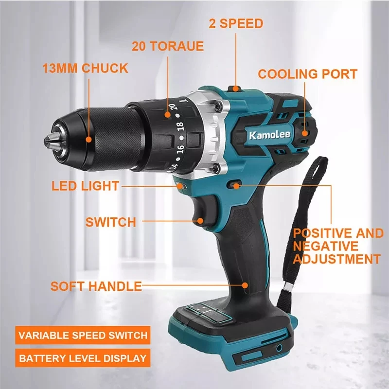 Imagem -03 - Kamolee-brushless Electric Impact Drill Ice Breaking Chave de Fenda sem Fio 13 mm