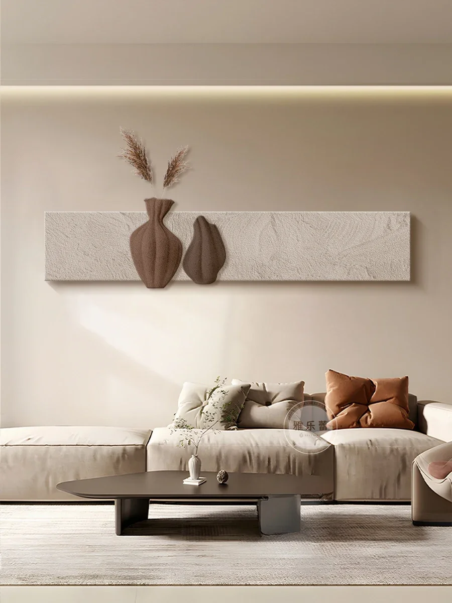 living room decoration painting, minimalist three-dimensional sandstone , sofa background wall