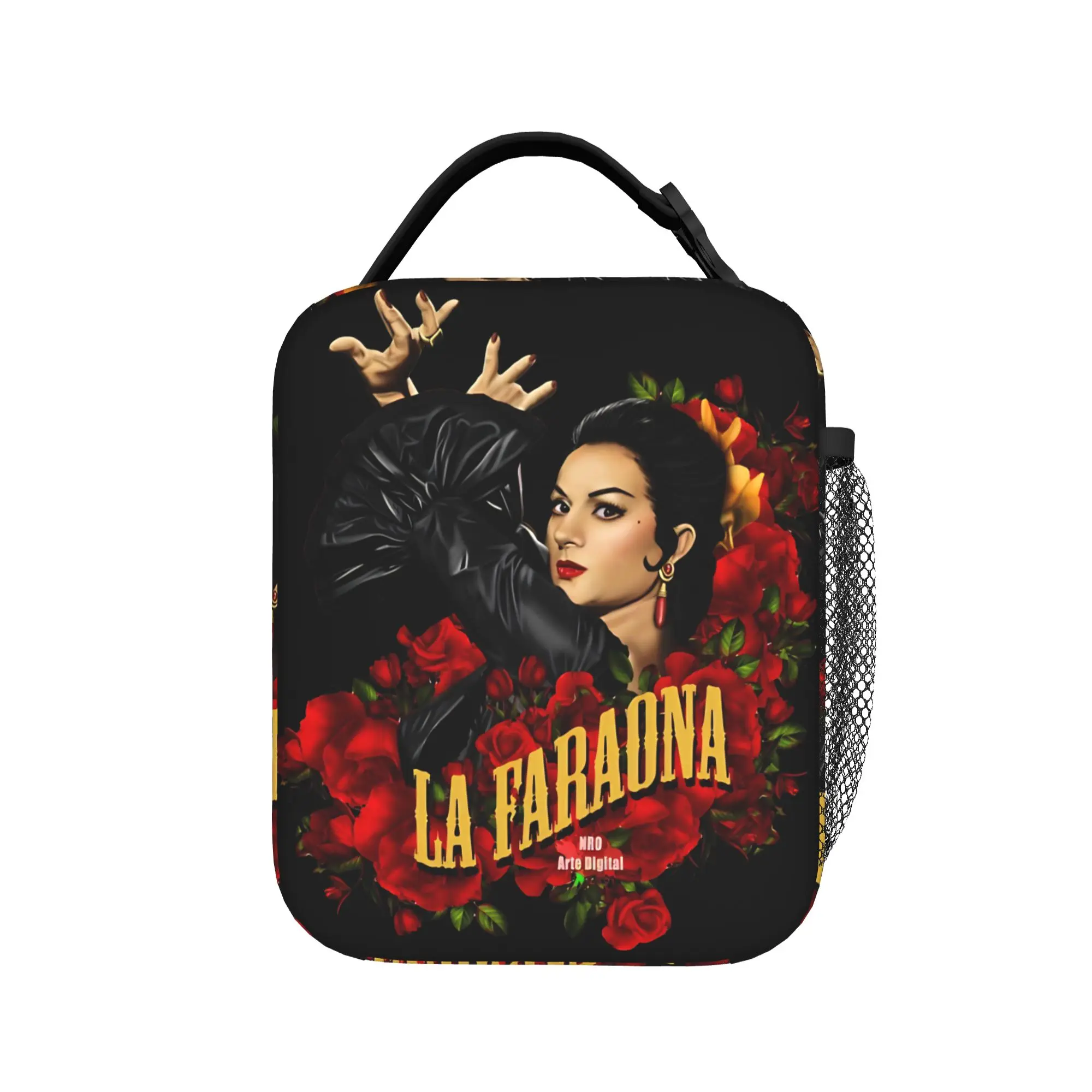 Lola Flores Spanish Dancer  Lunch Bag  Portable Zipper Lunch Box Unisex Travel Print Cooler Bag Funny Oxford Thermal Lunch Bags