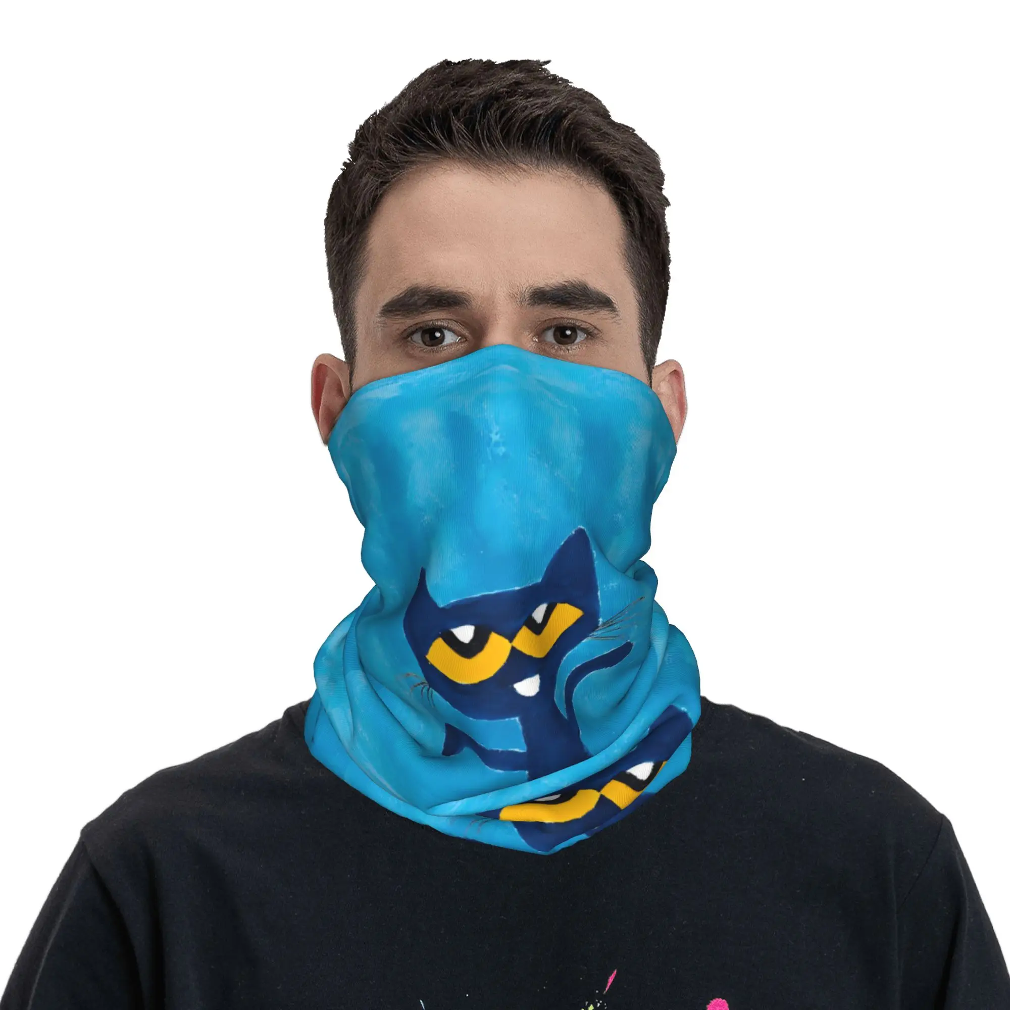 Pete the Cat  Bandana Neck Cover Printed Groovy  Mask Scarf Multifunctional Cycling Scarf Outdoor Sports Unisex Adult Breathable