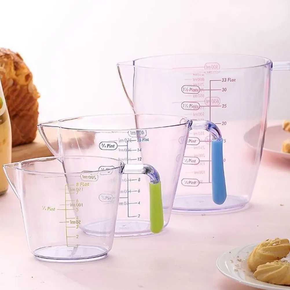 

3 Pcs Baking Measuring Cup Set Plastic Jug for Liquids Kitchen Tools Home Use Graduated Scale Lightweight Anti Scald H
