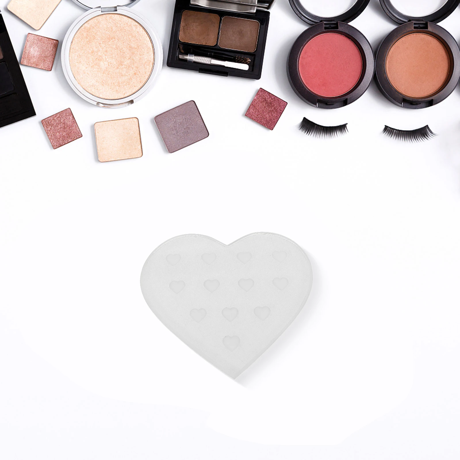 

Glass Eyelash Grafting Plate Professional Heart Shape Pad Scratch Resistant Lightweight for Eyelash Extension Storage