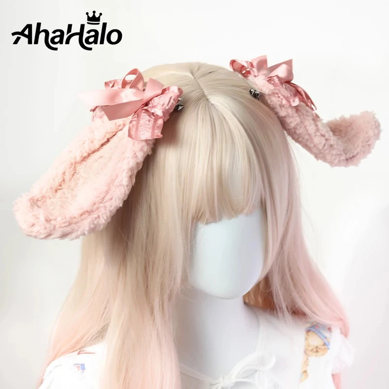 Lolita Bear Ear Headband Bowknot Hair Pink Kawaii Lolita Prop Headwear Cute Hairpin Female Headdress Hair Accessories Handmade