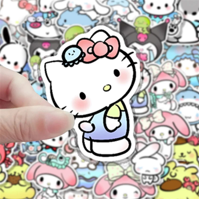 53Pcs/Set Sanrio Series Kawaii My Melody Cartoon DIY Decorative Hand Account Diary Sticker High Quality Kuromi Pochacco Sticker