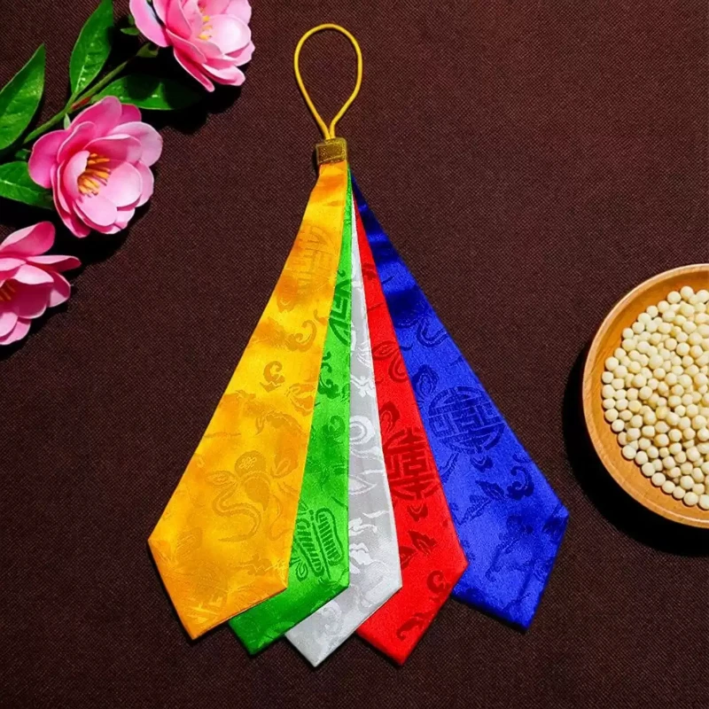 Tibetan Eight Auspicious Symbols Five-Colored Cloth Pendant Pure Handmade Religious Supplies Household Buddhist Hall Decoration
