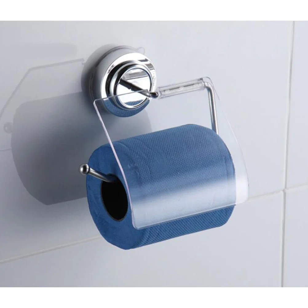 

Stainless Steel Paper Roll Holder Strong Vacuum Suction Cup Upturned Edge Design Easy Install Bathroom Wall Mount Toilet