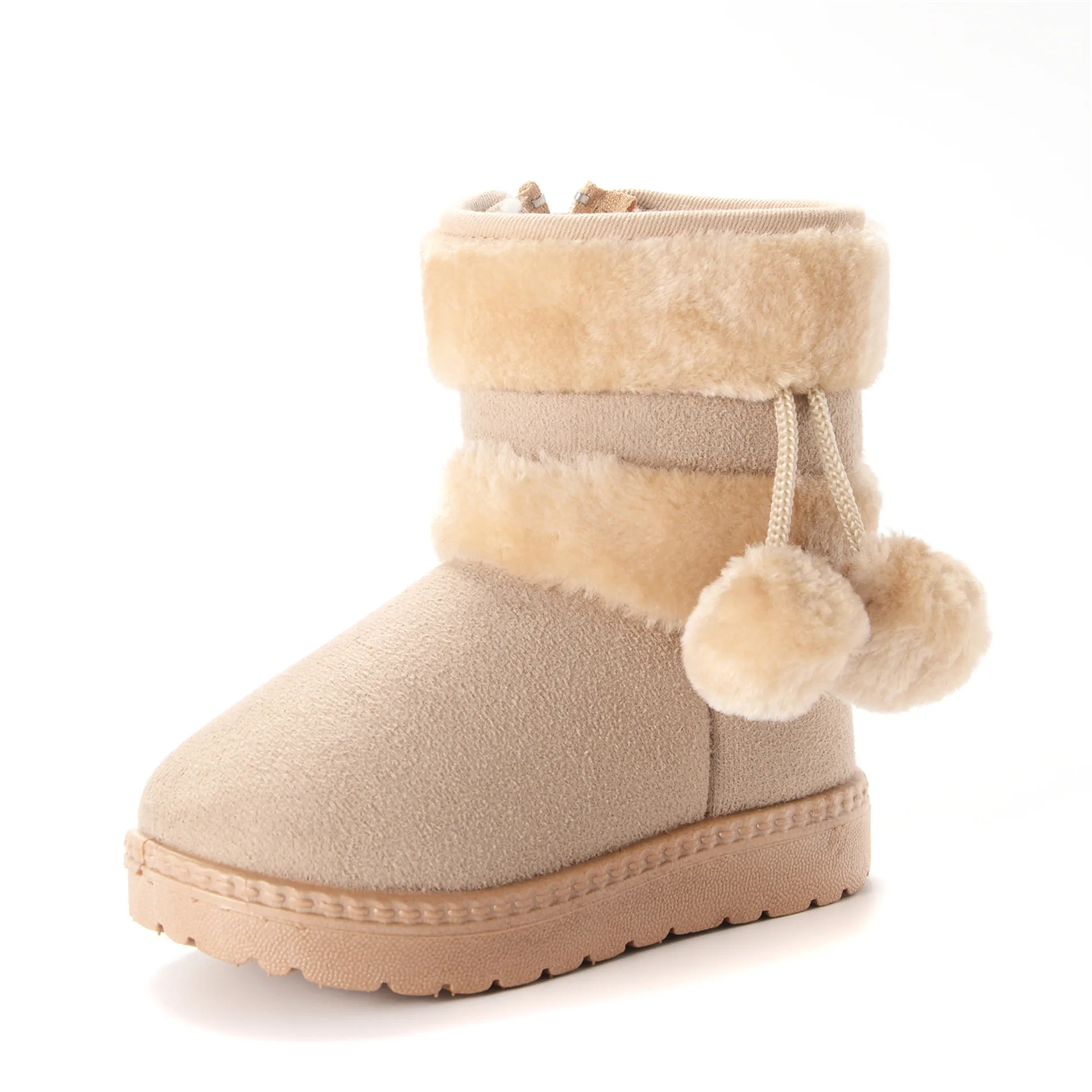 Cross-border children's shoes 2026 pom-pom snow boots thickened kids' boots insulated cotton shoes manufacturer wholesale drop s