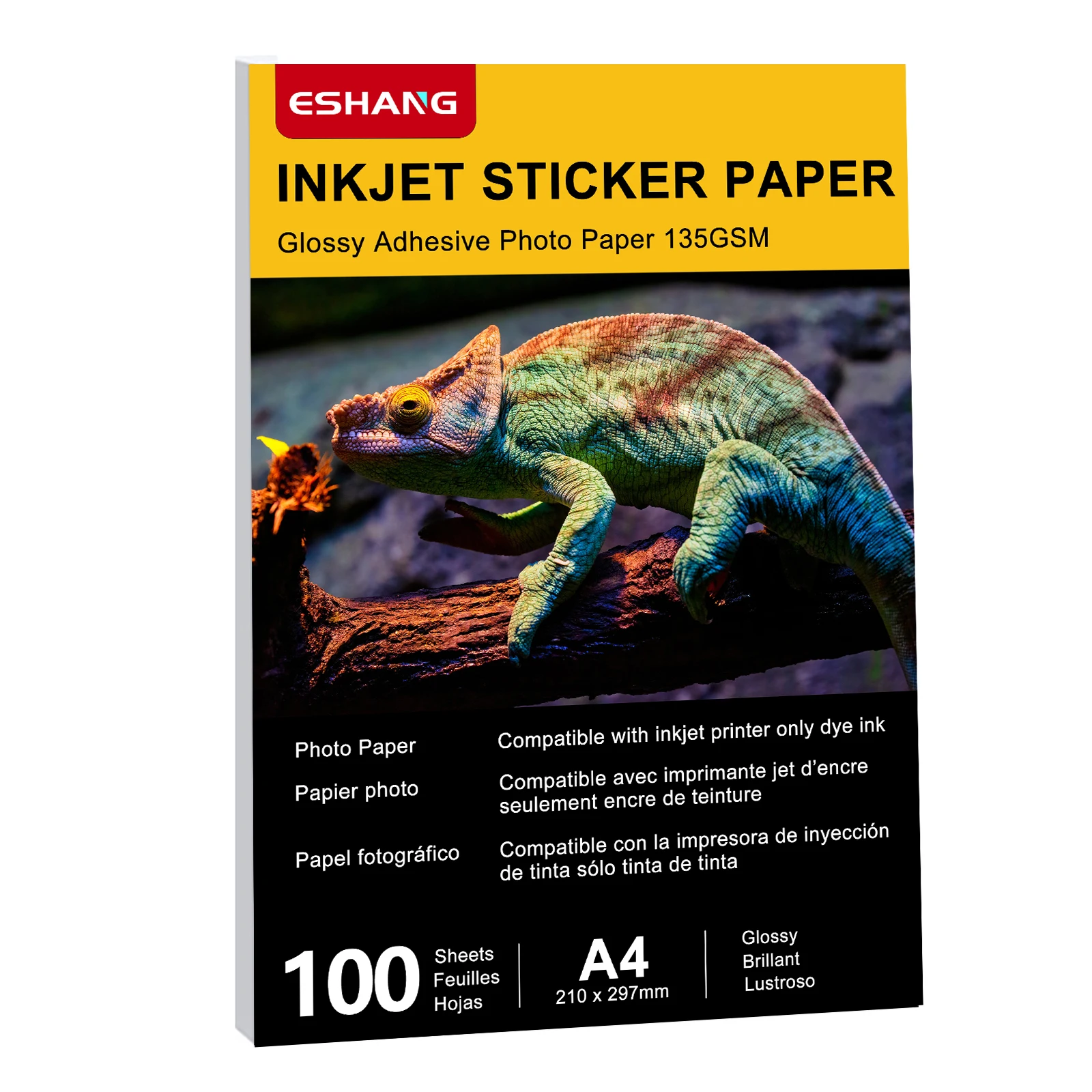 A4 135 GSM 100 Sheets Adhesive Printable Glossy Sticker Photo Paper 8.3x11.7 Full Sheet Inkjet Self Adhesive Photo Paper