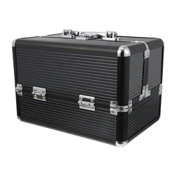 Large Capacity Makeup Case Portable Cosmetic Organizer Box Metal Beauty Brush Makeup Bag Suitcase Toiletry Storage Container