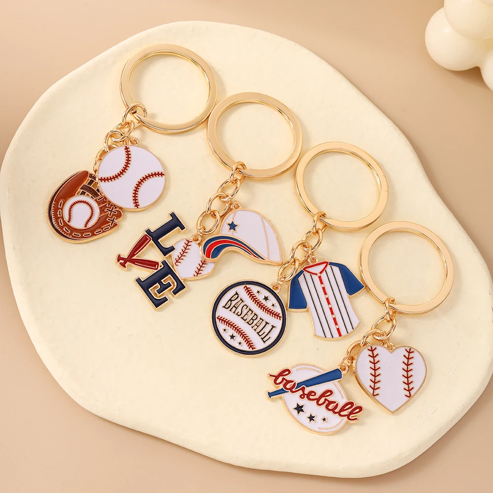 Aihua Niedlicher 'I Love Baseball' Schlüsselanhänger für Frauen Baseball-Handschuh Hut Schlüsselring Handtaschenanhänger Schmuck Geschenke Schmuckstücke – Detail 2