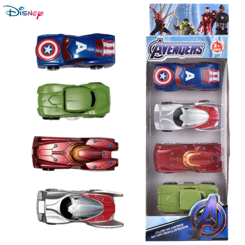 Disney Avengers Car Kids Toys Spiderman Captain America Hulk Ironman Figurines Truck Funny Pull-back Vehicle Toy For Boys Gift