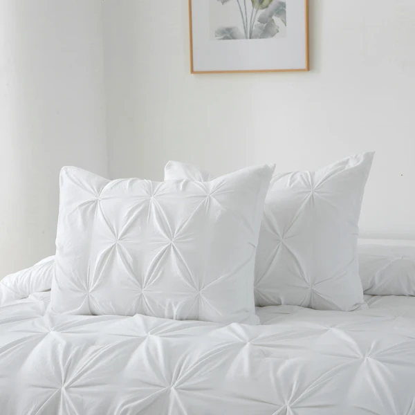 揪花胖被三件套 含填充物 枕套*2 (51cm*91cm)+胖被*1 (264cm*229cm)  King Size 胖被3件套 白色-23