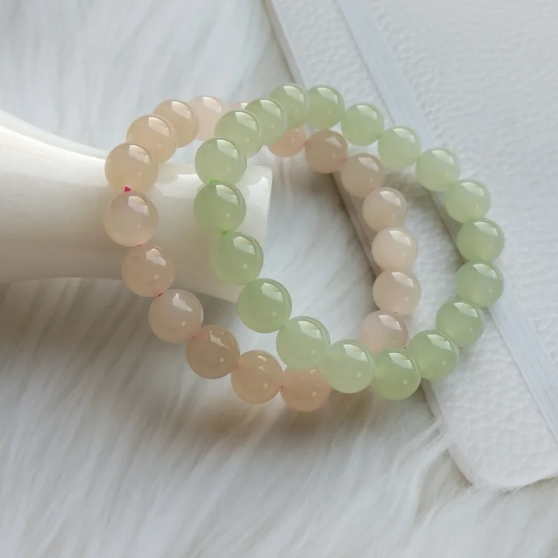 Hetian Bracelet, Root Pink, , White Jewelry, Smoky Purple , Turquoise Jade, Round Beads, Wom
