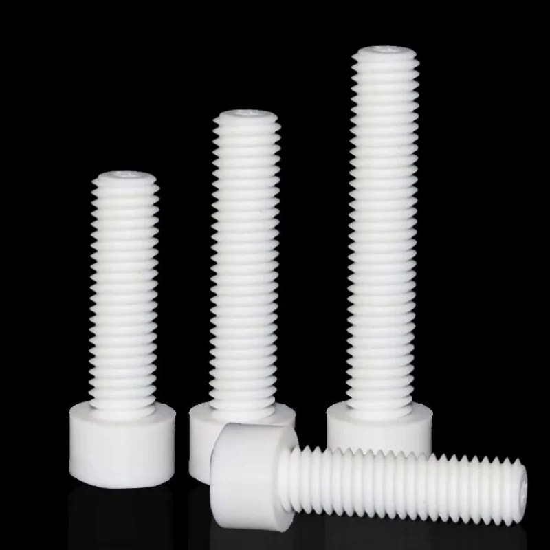 High Temperature Resistant PTFE Cylindrical Hexagonal Cup Head Teflon Screw 2/5pcs M3 M4 M5 M6 M8 M10 M12