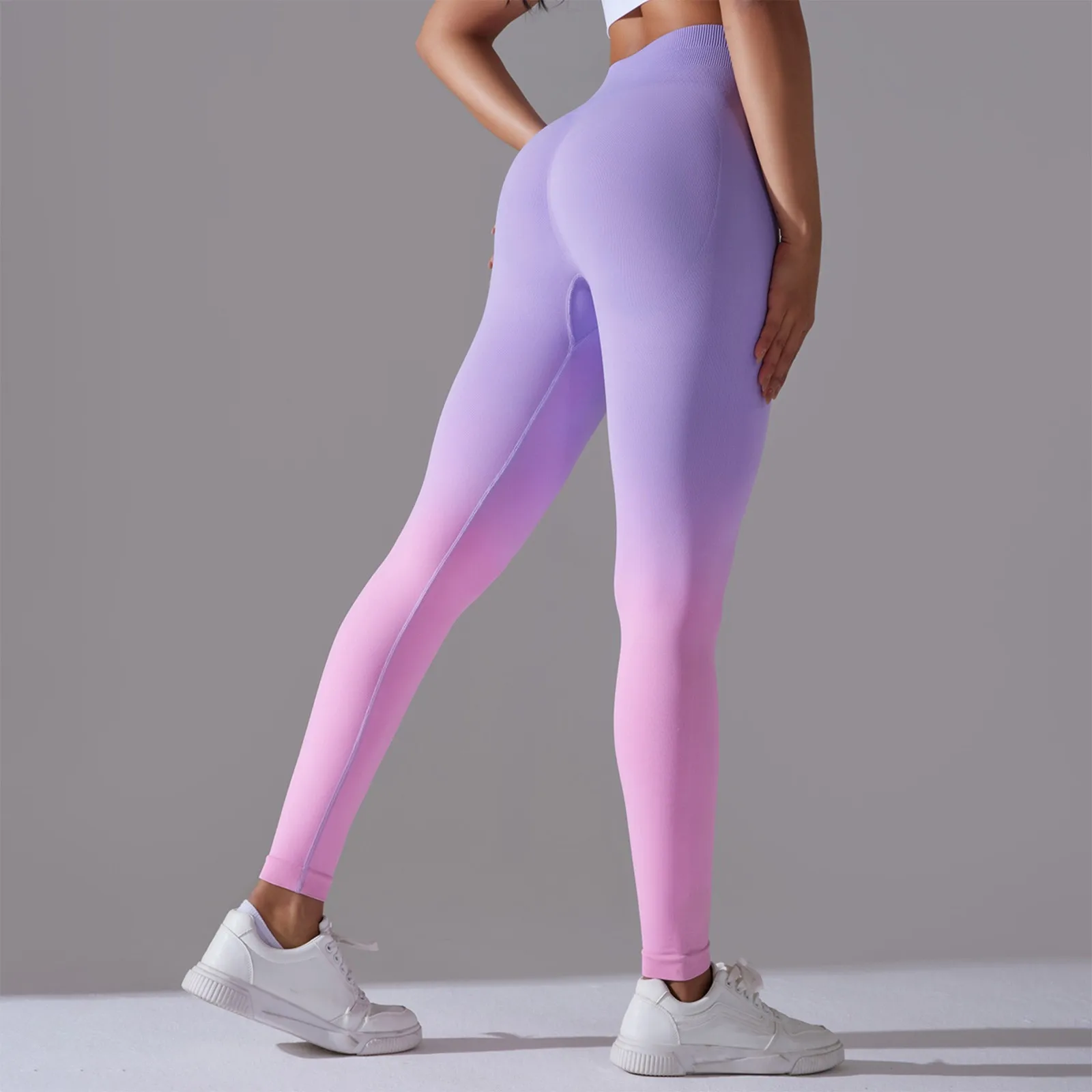 

Women Push Up Yoga Pants Gradients Sexy Tummy Control Seamless Yoga Leggings High Waist Hip Lifting Tight Sports Pants