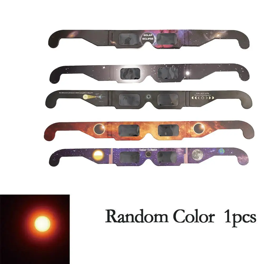 100/Lot Professional Solar Eclipse Glasses 2024 Safe 3D Paper Anti-uv Eclipse Viewing Glasses Protects Eyes Random Color