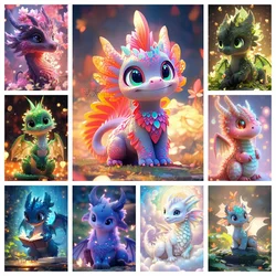 Cute Baby Dragon Animal 5D DIY Diamond Painting Kits Fantasy Cartoon Dinosaur Mosaic Cross Stitch Handwork Kids Gift Decor