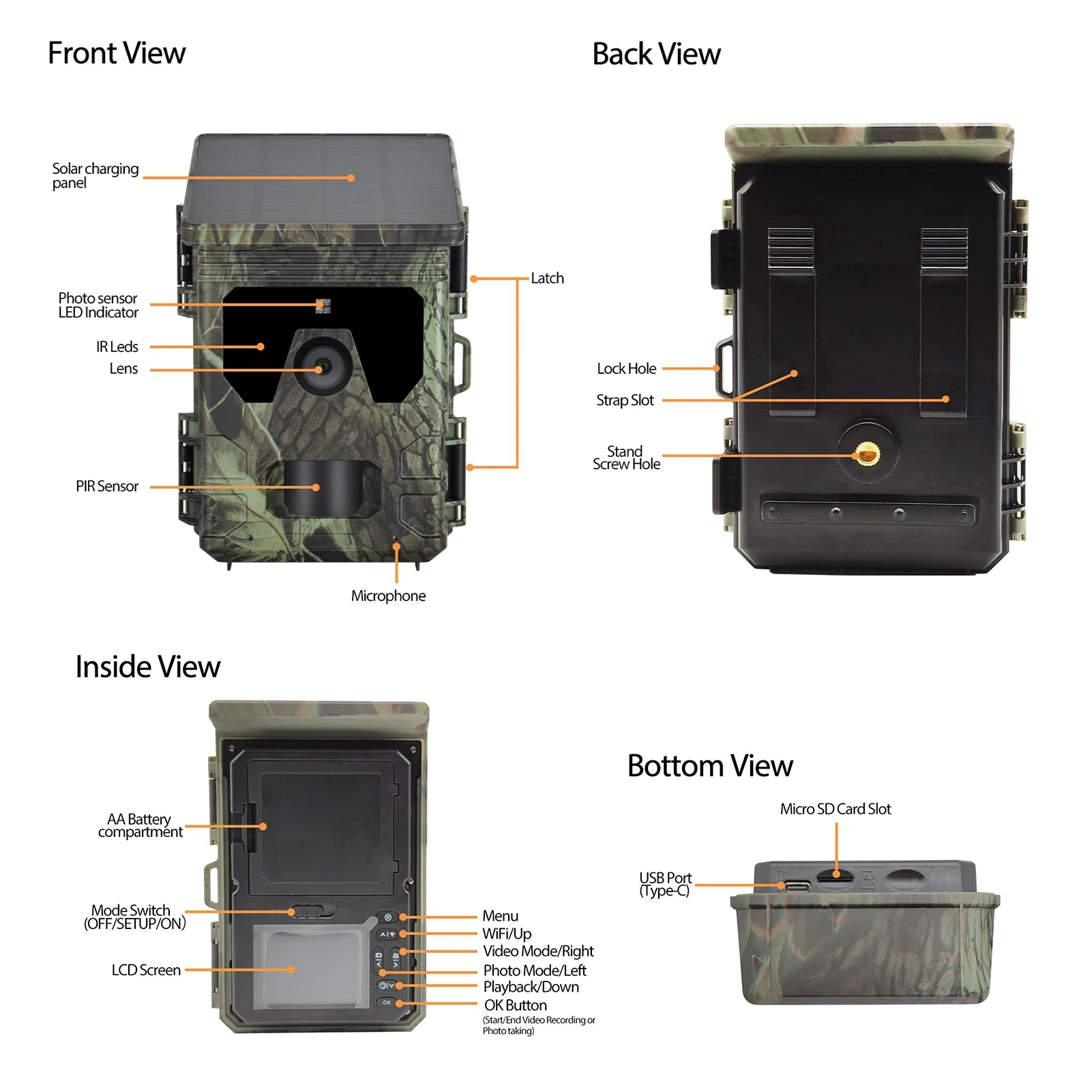 4K 50MP Hunting Caza Camera APP Trail Camera with 940NM WiFi Bluetooth Game Night Vision Motion Detection Waterproof for Wildlif