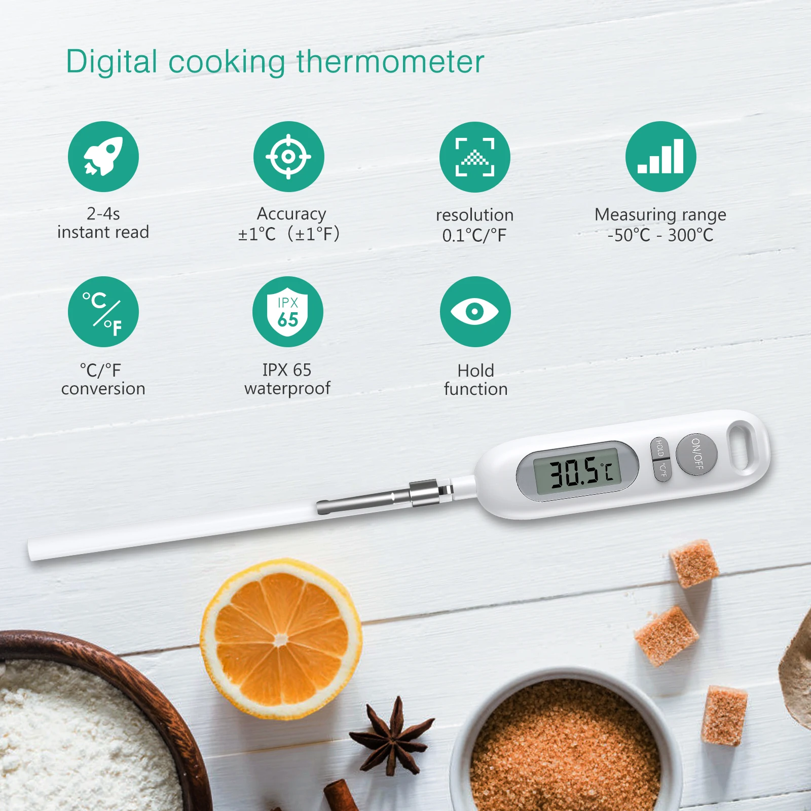 ORIA Digital Meat Thermometer Long Probe Cooking BBQ Thermometer Waterproof Food Thermometer for Milk Oil Liquid Sensor Tool