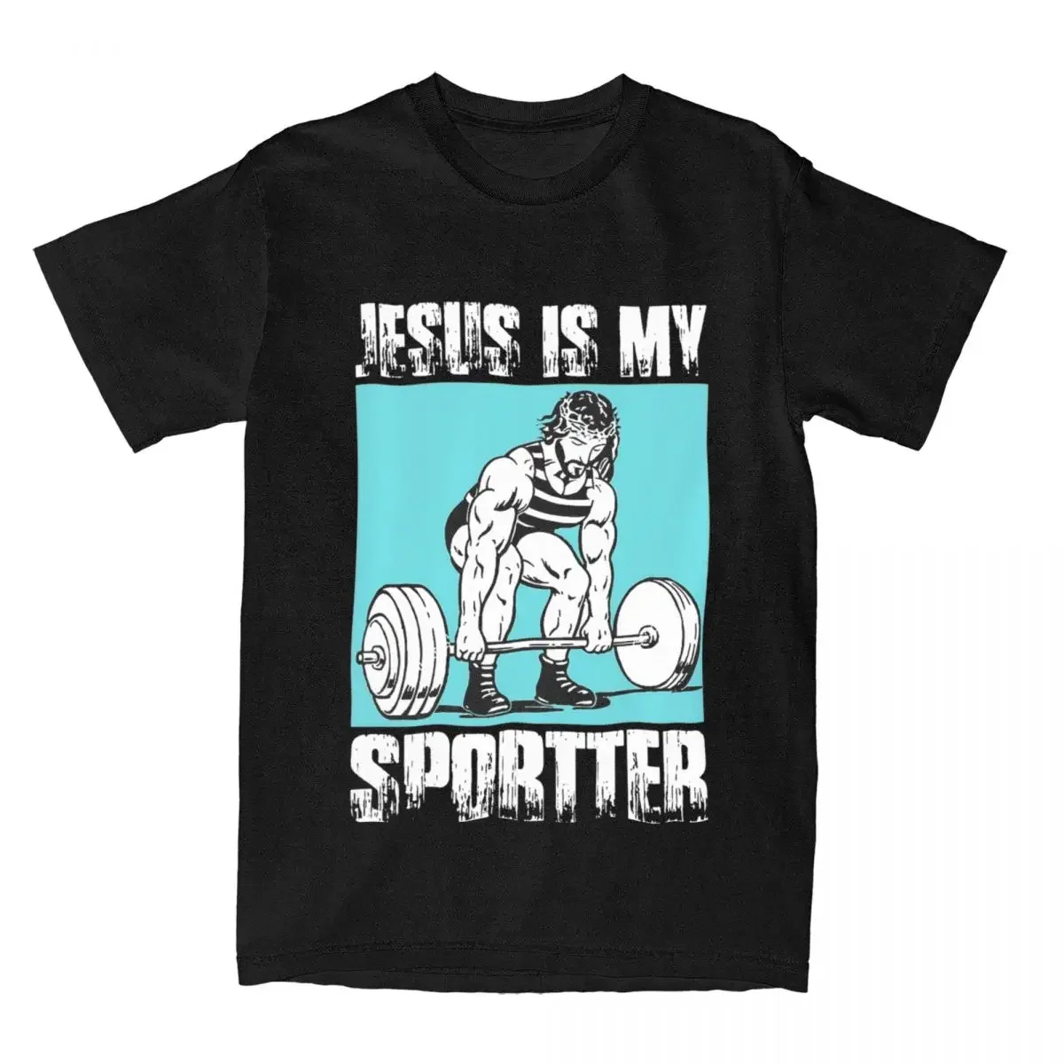 

Funny Jesus Is My Spotter T-shirts Men Crewneck Pure Cotton T Shirt Gym Christian Short Sleeve Tees Gift Idea Clothing