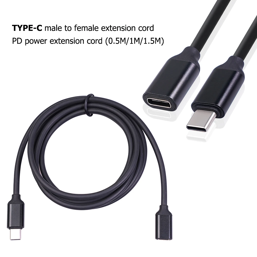 편리한 휴대폰 세트용 USB C 타입 익스텐션 케이블 동기화, 연장 코드 어댑터, 3A 전원 공급 충전