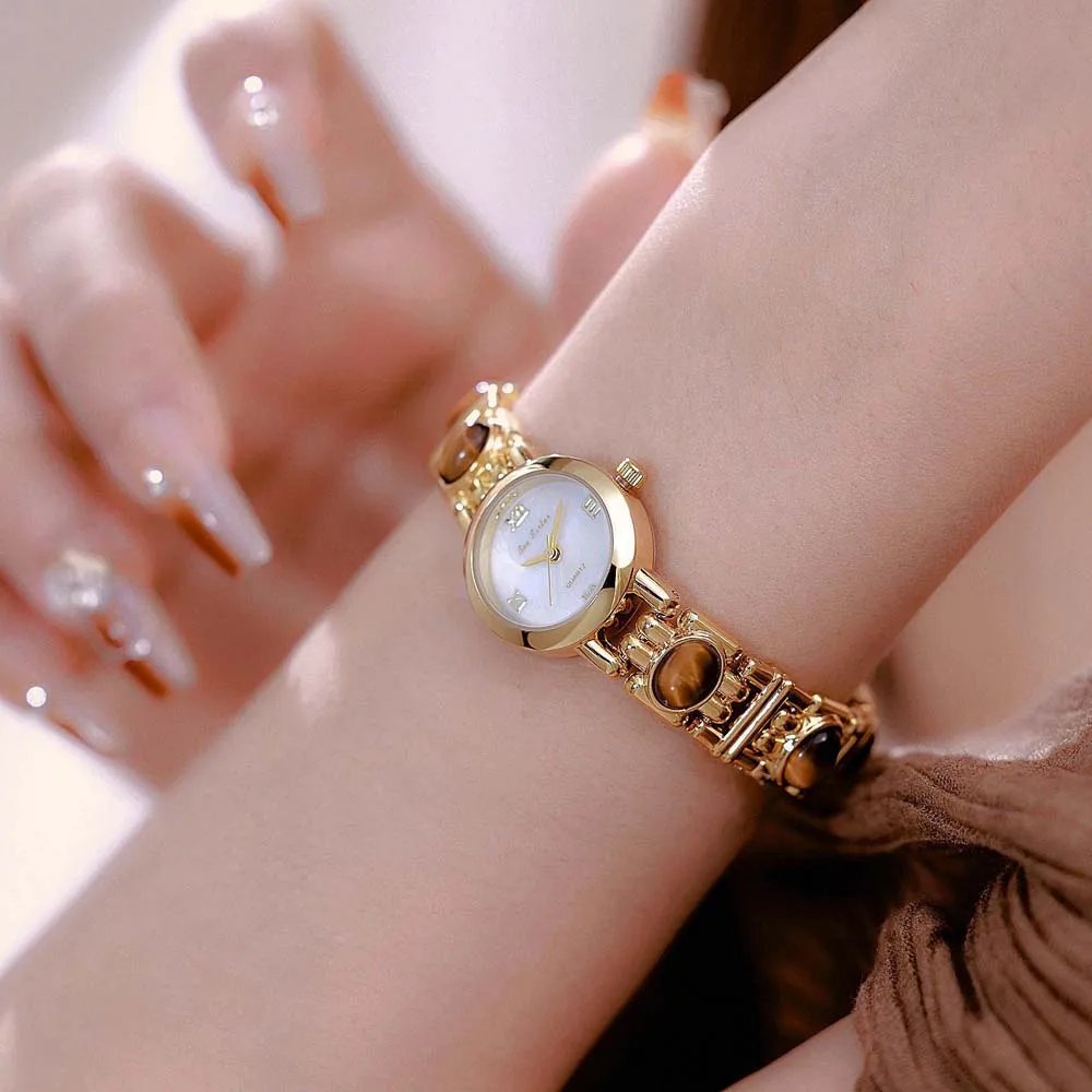 Luxury 2025 Women Quartz Watch Colorful Natural Jade Simple Ladies Watches Daily Wear Party Waterproof Decorative Wrist Gift
