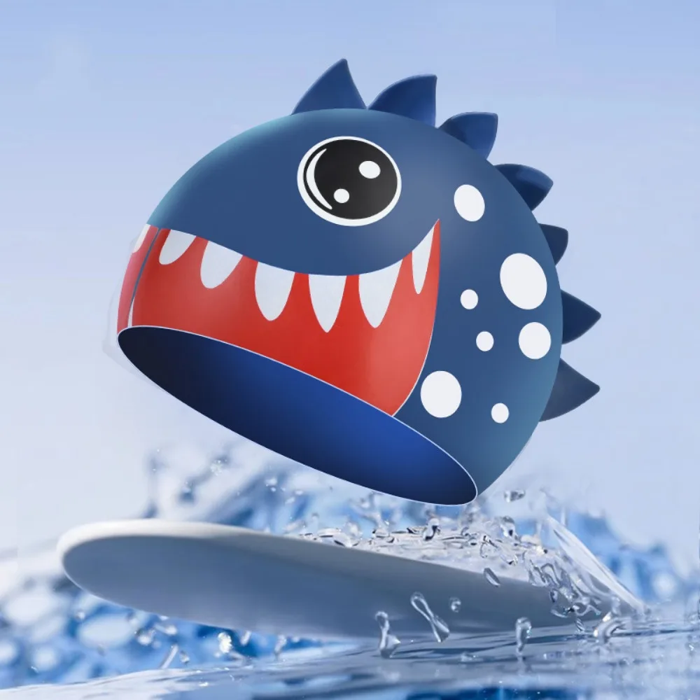 

Shark Children's Swimming Cap Waterproof Long Hair Silicone Swimming Hat Cartoon Animal Lightweight Printed Swimming Cap