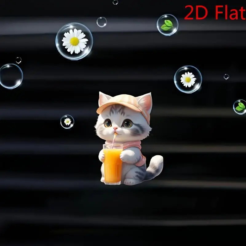 

1pc Beverage Cat Car Air Freshener - 2D Acrylic Aromatherapy Vent Clip