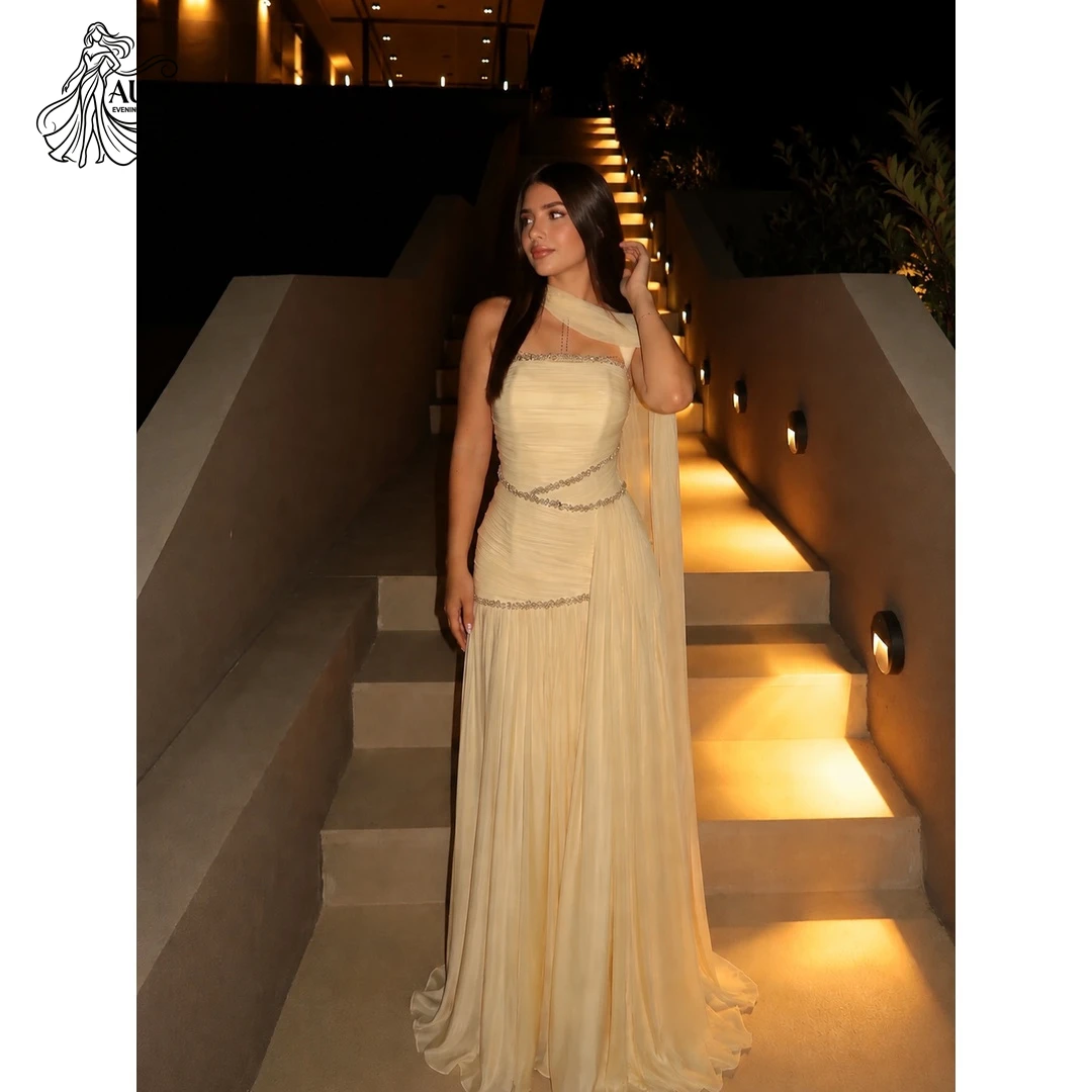 Aura Cocktail Dresses Customized Elegant Dresses Woman Shiny Silk Chiffon Women's Prom Dress 2026 Line A Shawl Ball Gown Evening
