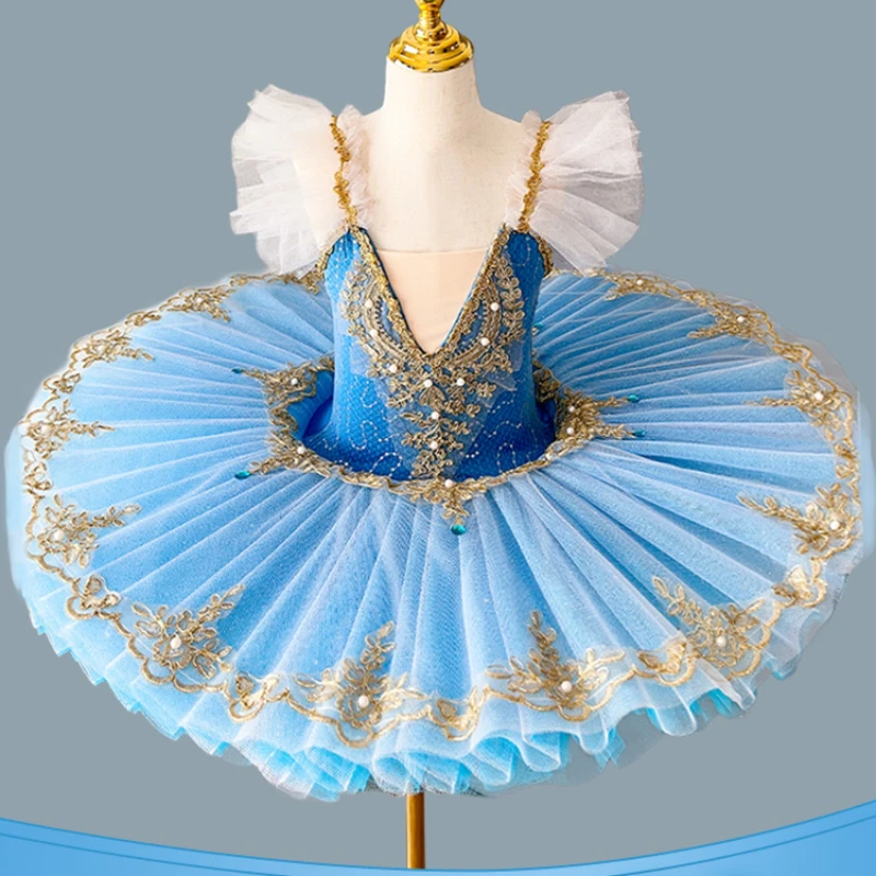 

Girl Stage Professional Ballet Dress Blue Pink Princess ballet dancer Embroidered Tutu Dress costume