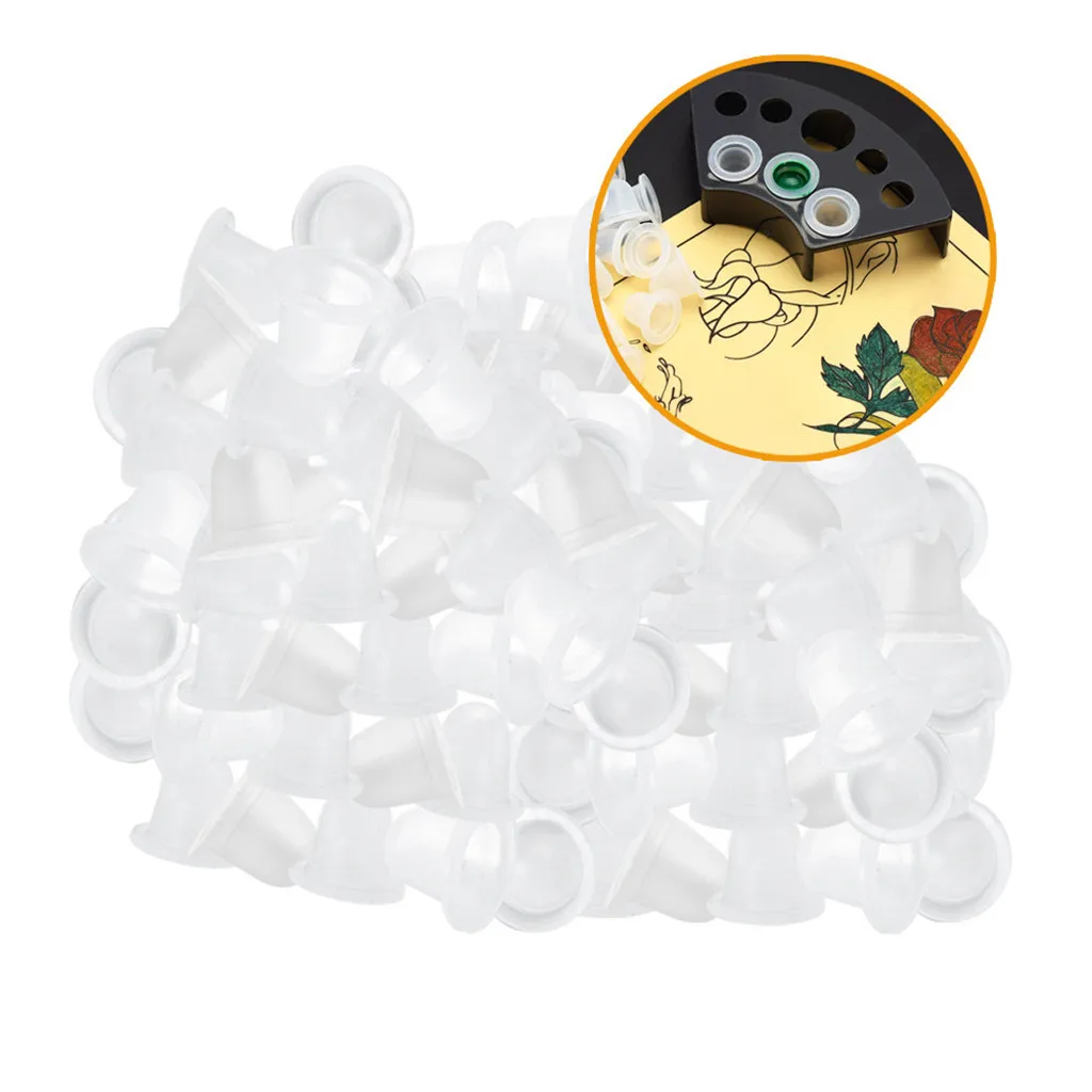 100 piezas de tapas de taza de pigmento Microblading suministro de soporte de tinta de silicona
