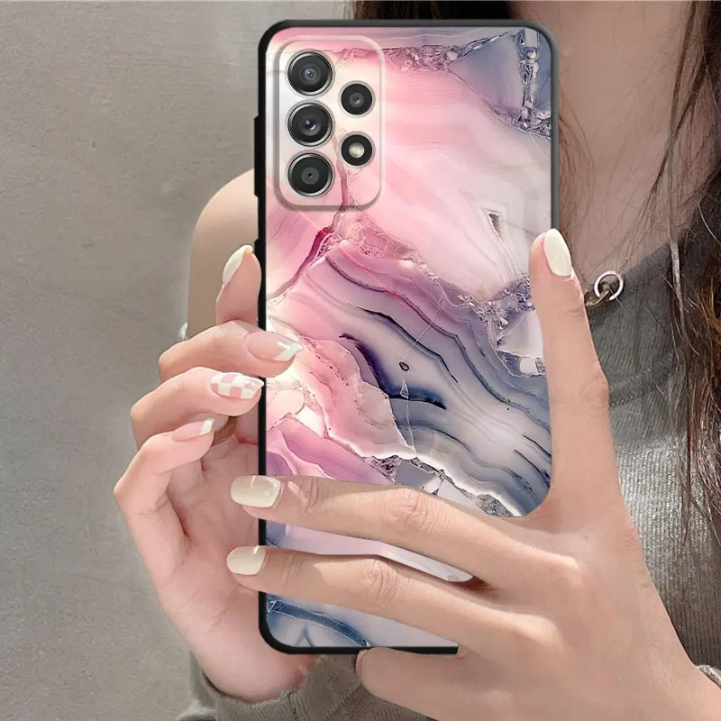 Fashion Marble Pattern Phone Case for Samsung Galaxy A23 A21s A13 A33 A72 A22 A71 A31 A51 A32 A52 A53 A14 Bag Black Soft Cover