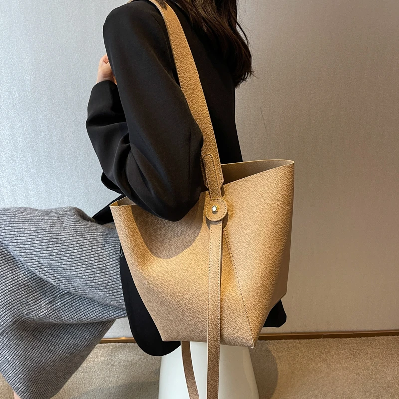 2024 Girl Women Message Casual Simple Tote Fashion Shoulder Bags Pu Leather Popular Large Capacity Soft Shopping Ladies Handbag