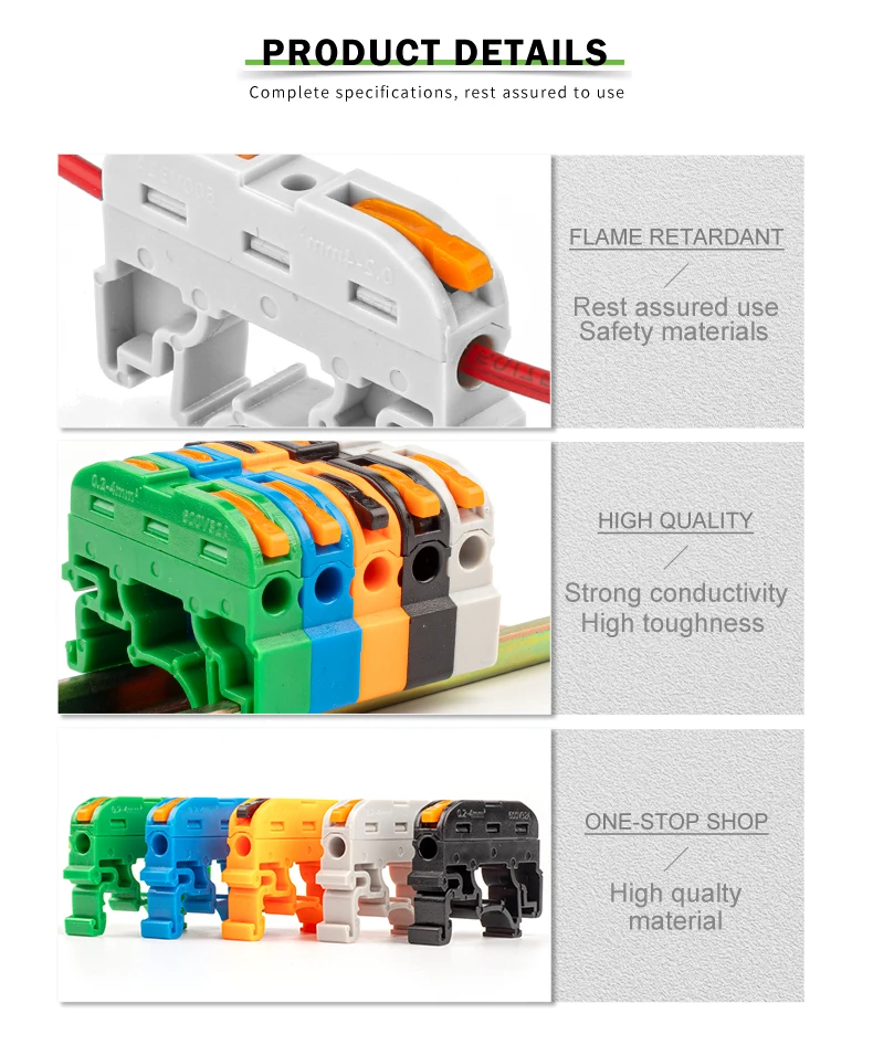 10 Stück DIN-Schienen-Klemmenblock-Drahtverbinder 211 Quick Wire Compact Splicing Conductor Fast Cable Connector Conductor – Detail 4