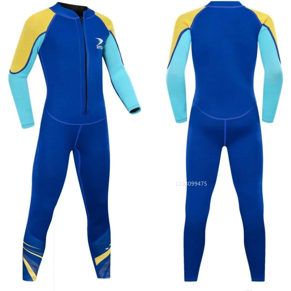 ZCCO Kids Wetsuit 2.5mm Neoprene Diving Suit for Teens Swimsuit Boys Girls Long Sleeve One Piece Wet Suit for Swimming Surfing