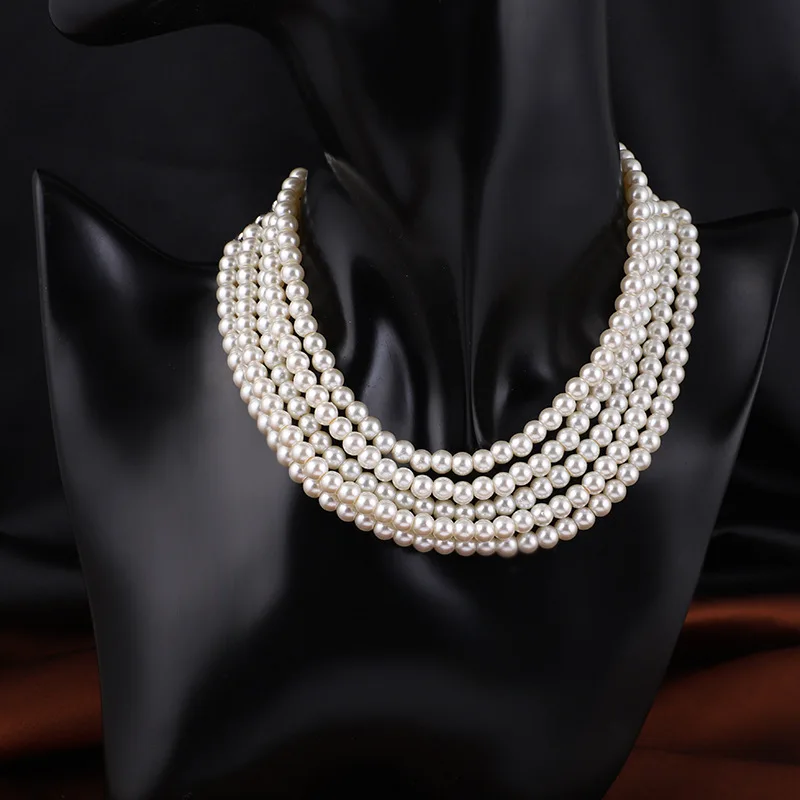 Pearls Necklace Statement Big White Imitation Pearl Choker Necklace Clavicle Chain Fashion Necklace For Women Wedding Jewelry