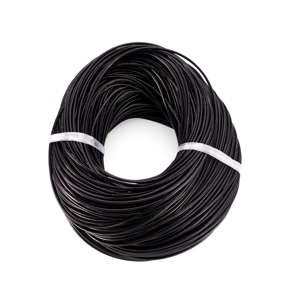 Cordón redondo de cuero vacuno de 100 m, 1 mm/1,5 mm/2 mm/3 mm, para hacer pulseras, accesorios para la fabricación de joyas.