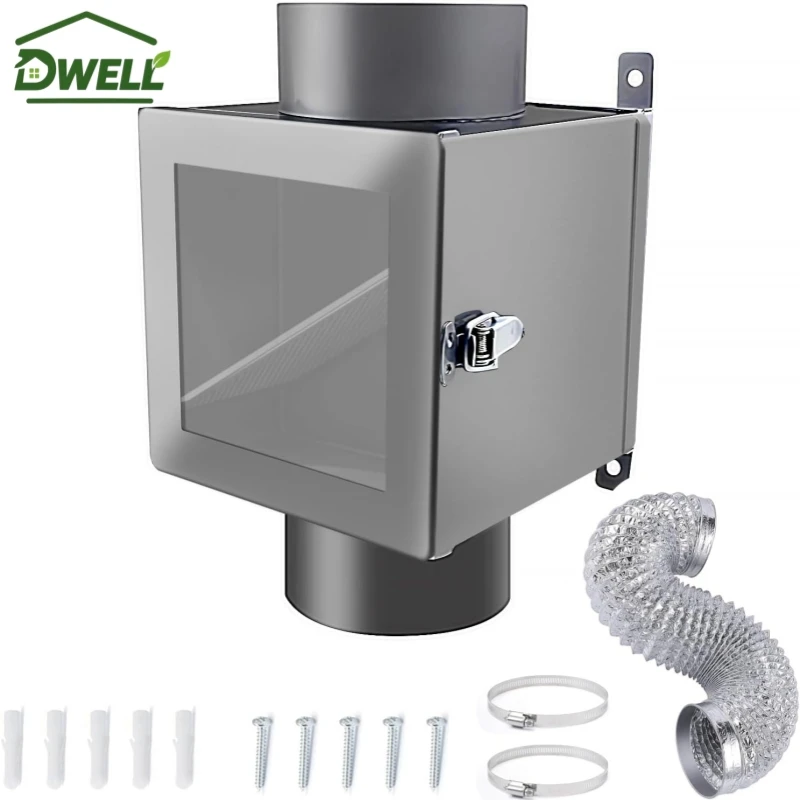 4-inch-dryer-vent-hose-kit-with-metal-lint-trap-collector-flexible-aluminum-duct-clamp-and-screws-for-indoor-exhaust-ventilation