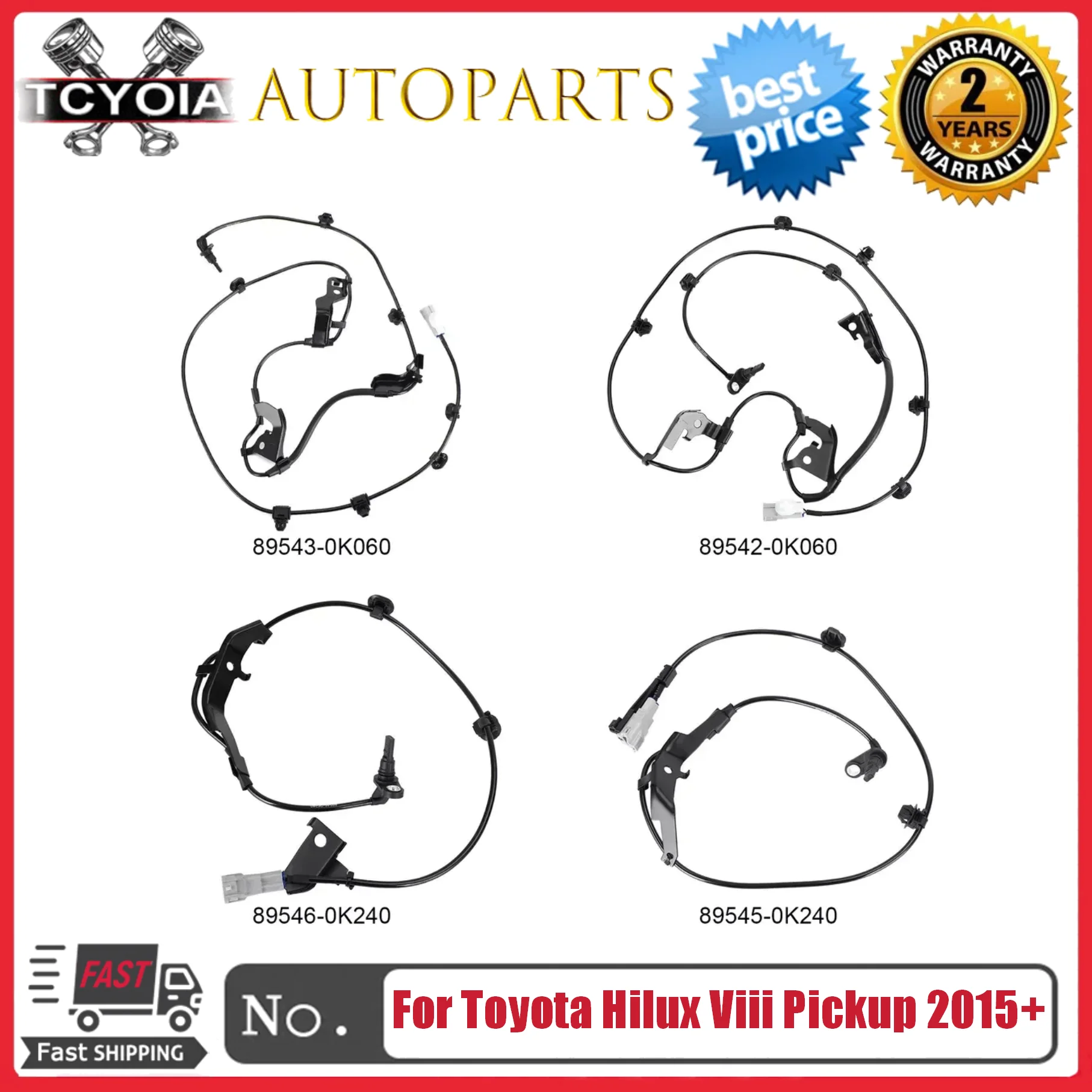 

Комплект из 4 датчиков ABS (передний, задний, левый, правый) 89546-0K240, 89545-0K240, 89542-0K060, 89543-0K060 для Toyota Hilux VIII Pickup 2015-2022 гг.