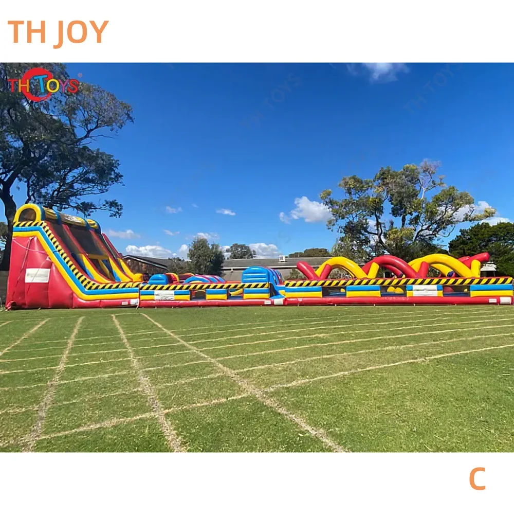Envio gratuito para o porto marítimo, parque de diversões inflável comercial crianças adultos ao ar livre curso de obstáculo inflável slide jogos esportivos
