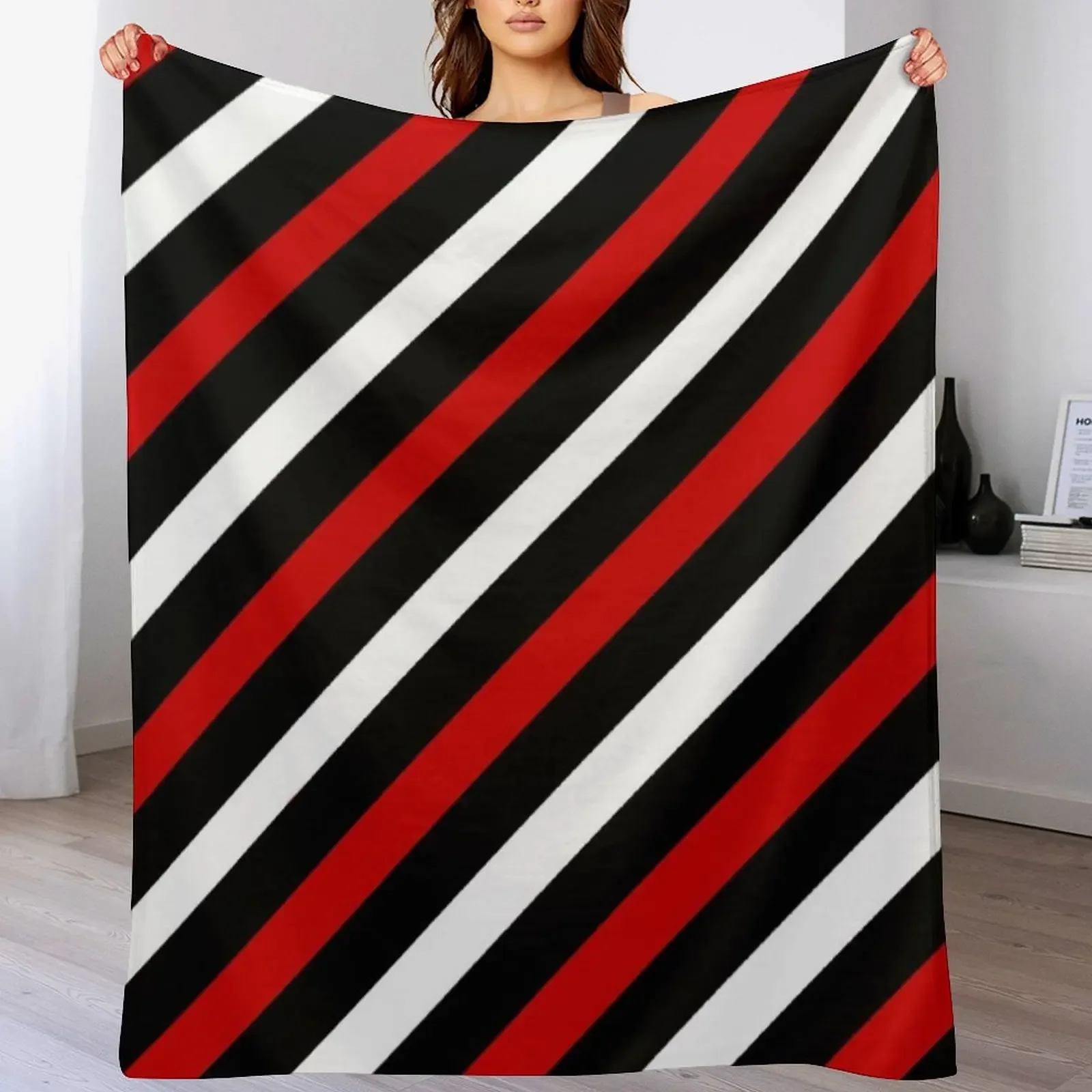 

BLACK AND WHITE AND RED STRIPE FOR INTERESTING INTERIOR DECOR AND TREND CLOTHING STYLES Throw Blanket