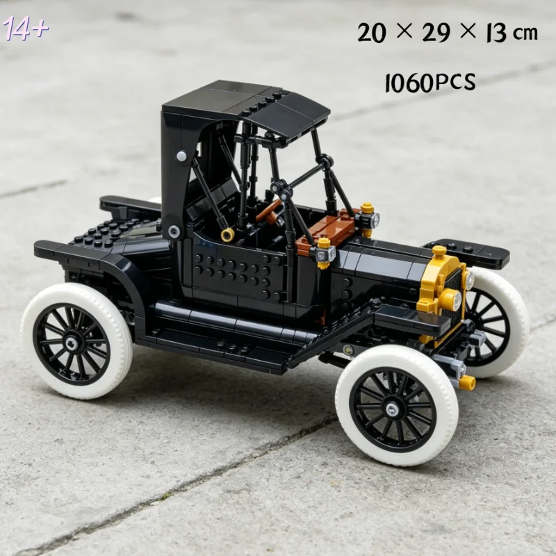 En stock 1060 pièces, kit de blocs de construction de voiture classique vintage MOC 11376, modèle de véhicule rétro, jouets créatifs, cadeaux éducatifs pour adultes
