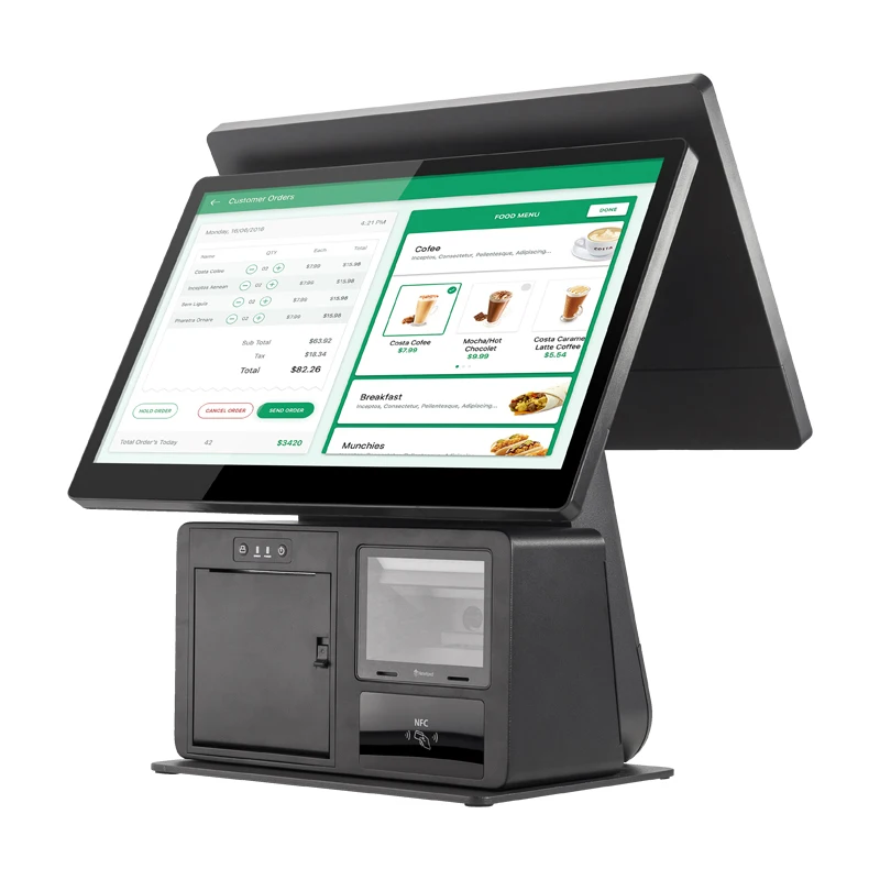 

One-Step POS Solutions Machine Thermal Printer NFC POS System Windows 15.6 Inch Cashier Register