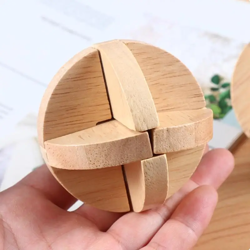 Classic Lu Ban ball Wooden Brain Teaser Puzzles for Adults Kids Easy IQ Test Mind Games Educational and Fun Gift Ideas